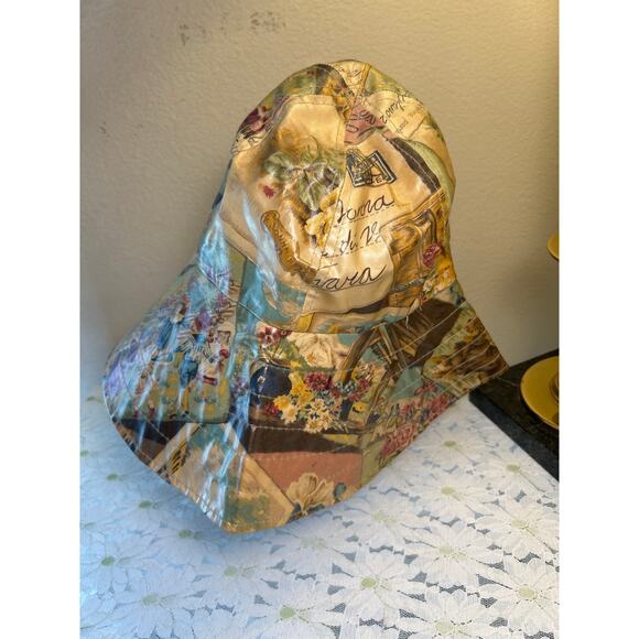 Vtg Nordic House Design Floppy Hat Vinyl Floral Vtg Design Sun Hat - Picture 2 of 7